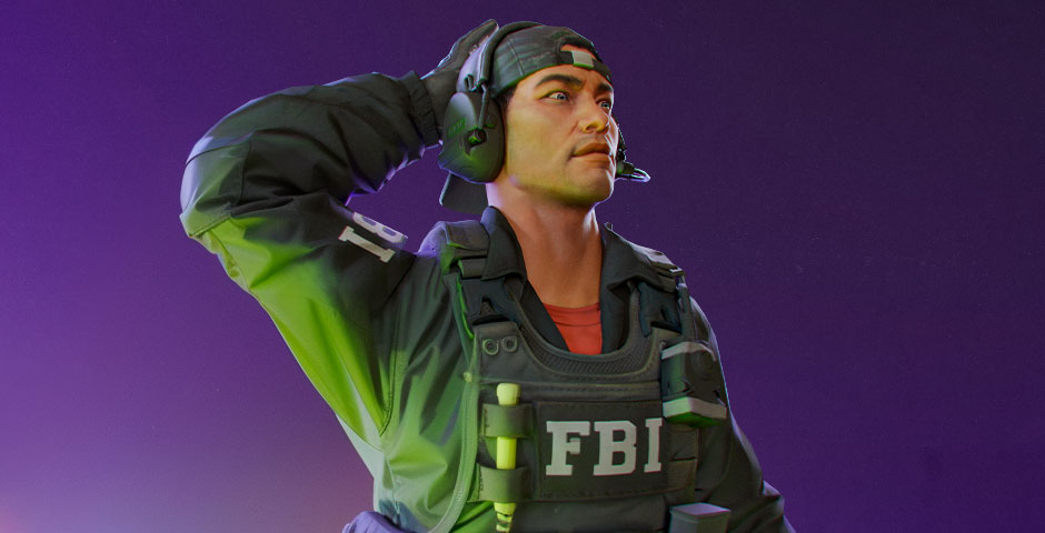 FBI agent wearing communication headset