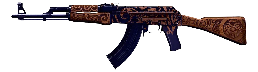 Wooden gun with carved patterns