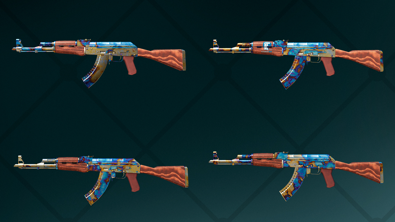 Four AK-47 Case Hardened skins