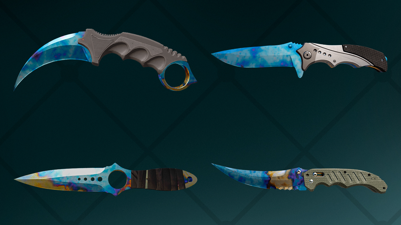 Case hardened colorful CS:GO knives