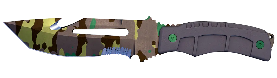 Camouflage knife with forest pattern