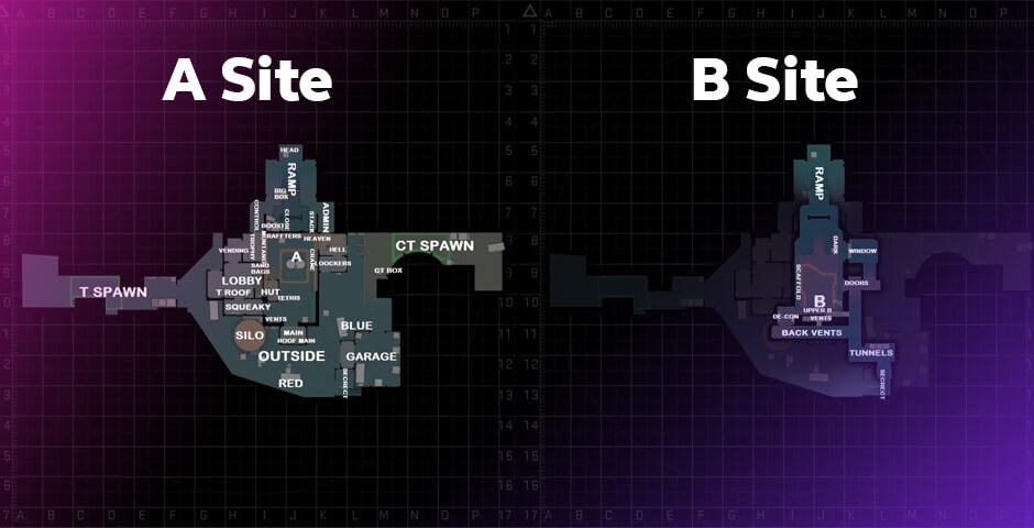 Map showing two game levels