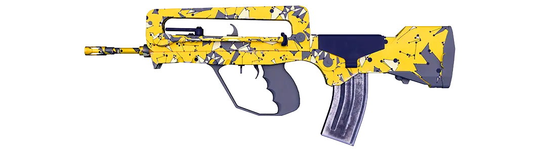 Yellow paint splatter weapon design