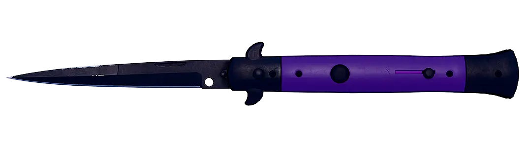 Purple-handled knife with black blade