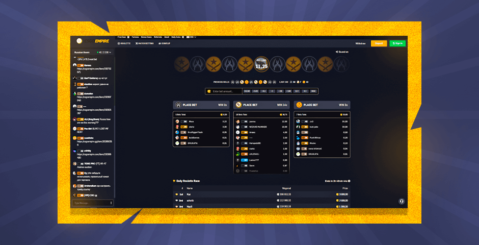 CSGO Empire betting interface screenshot