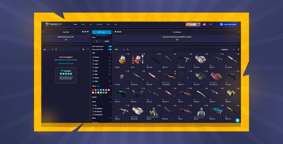 Tradeit.GG game skins inventory interface