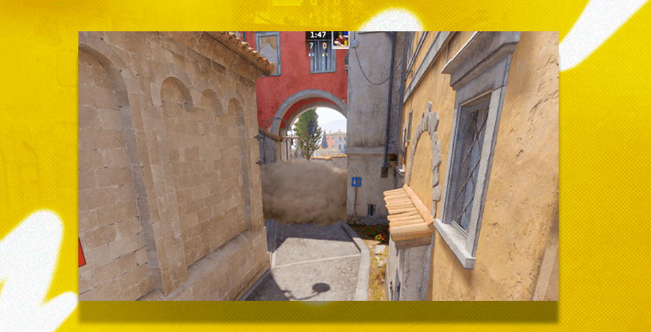 Narrow alleyway in CS:GO Mirage map