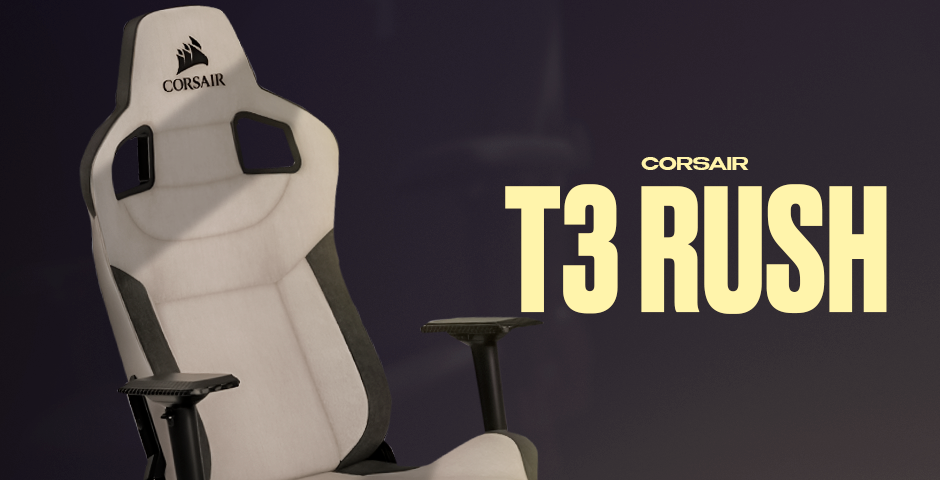 White Corsair T3 Rush gaming chair