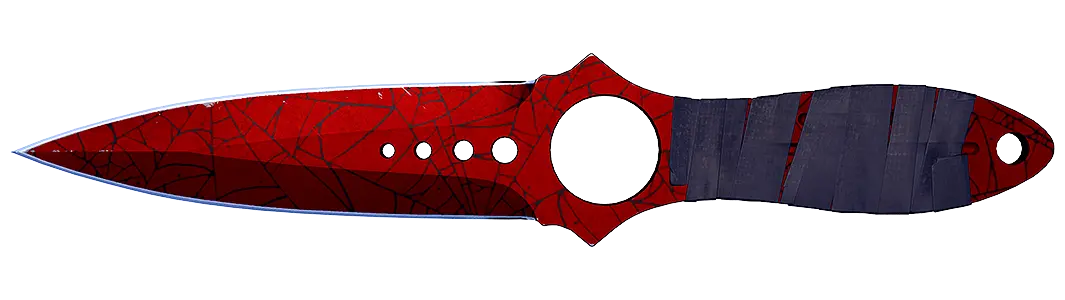 Red knife with web pattern