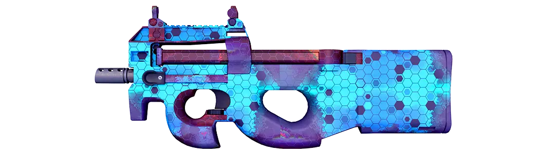 Digital blue rifle with hexagons