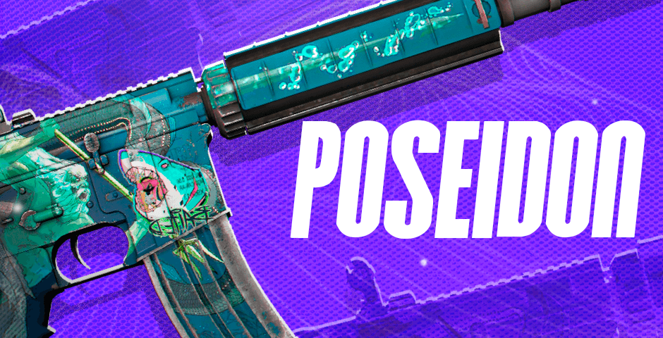 Green-blue Poseidon gun skin design