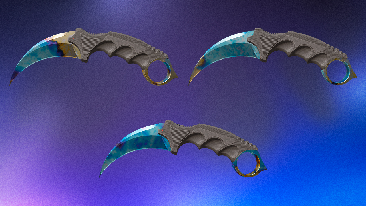 Blue Karambit Case Hardened knives