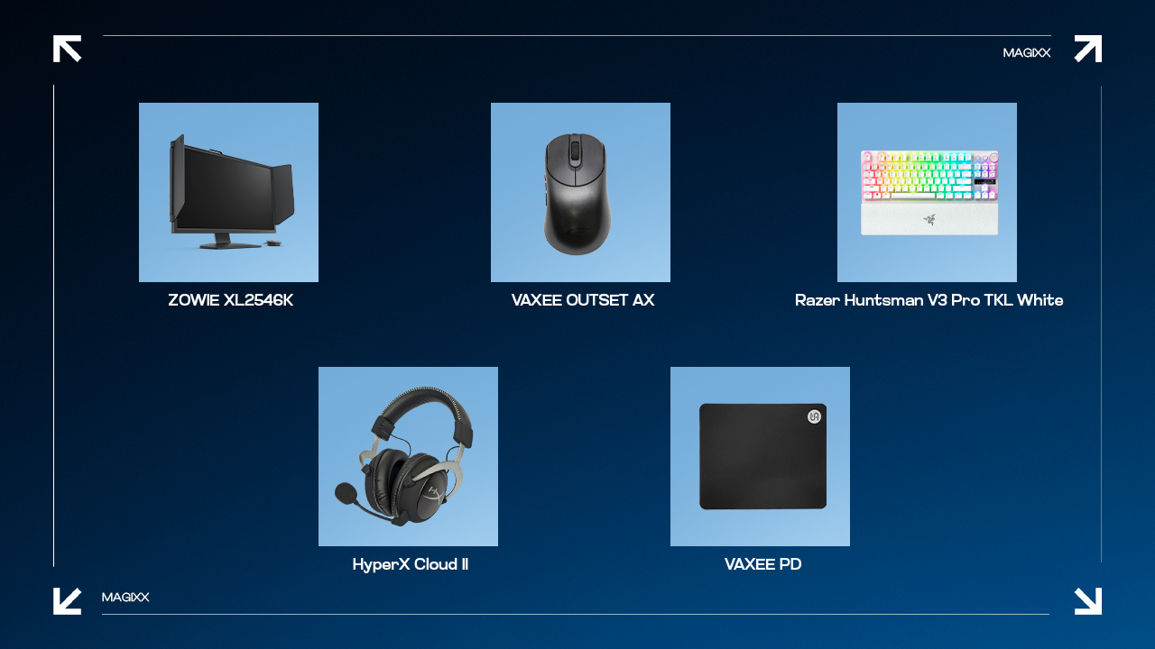 Computer parts on blue background